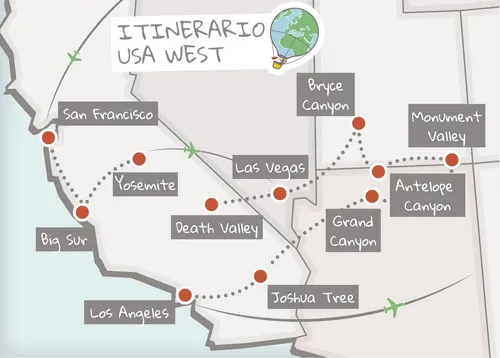 Mappa Itinerario USA west 26